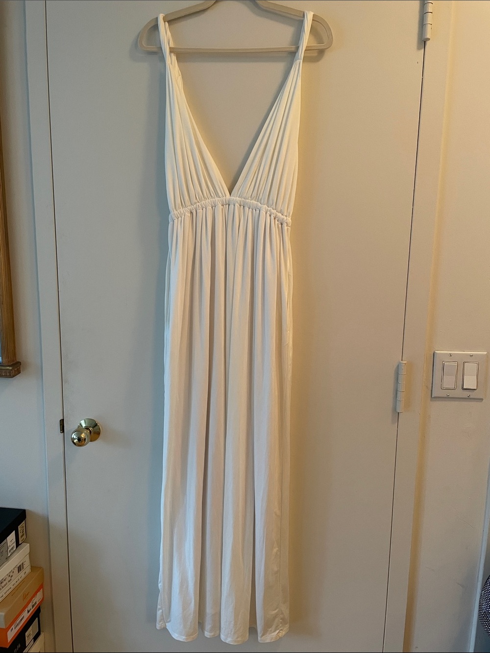 Nasty Gal Twist Strap Maxi V-Neck Dress in Ivory